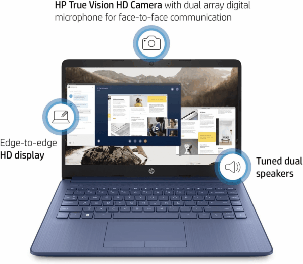 Portable Laptop (Include 1 Year Microsoft 365), 14’’ HD Display, 8GB RAM, 64GB Emmc, Intel Quad-Core N4120, Student and Business, Webcam, HDMI, Wi-Fi, RJ-45, Windows 11 Home, Grayish Blue - Image 3