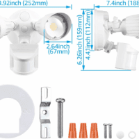 3CCT LED Security Light, Motion Sensor Flood Lights Outdoor, Aluminum, 3 Modes Motion Detector+Dusk to Dawn+Switch Control, 3000K/4000K/5000K Selectable, IP65, Adjustable 2-Head, ETL, White - Image 7