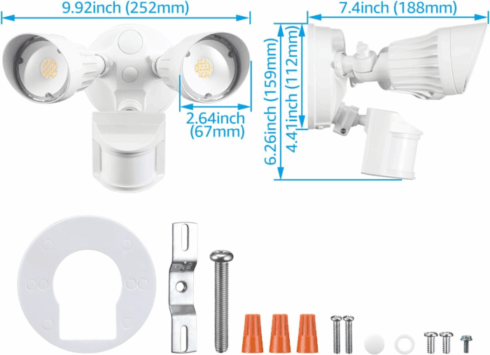 3CCT LED Security Light, Motion Sensor Flood Lights Outdoor, Aluminum, 3 Modes Motion Detector+Dusk to Dawn+Switch Control, 3000K/4000K/5000K Selectable, IP65, Adjustable 2-Head, ETL, White - Image 7