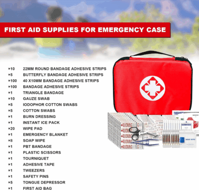 Travel-First Aid-Kit Car-Home 300PCS Survival-Kit Outdoor-Adventure - Small Portable Red Emergency Essential Sets Office Hiking Camping Business Public Must Have First Aid Gear Equipment - Image 2