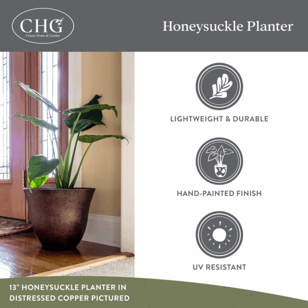Honeysuckle Resin Flower Pot Planter, White Vanilla, 15" - Image 4
