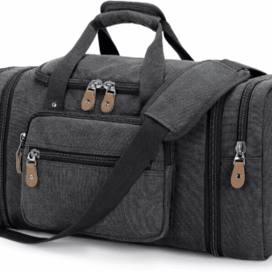Canvas Duffle Bag for Travel 60L Expandable Duffel Weekend Overnight Bag Men (Dark Gray)