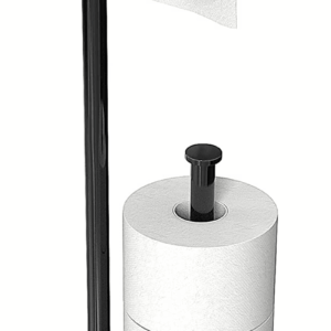 Black Toilet Paper Holder Stand with Phone Shelf, Bathroom Toliet Decor Decoration. Tissue Roll Free Standing Storage, Rv Accessories, Apartment Restroom Household Home Essentials