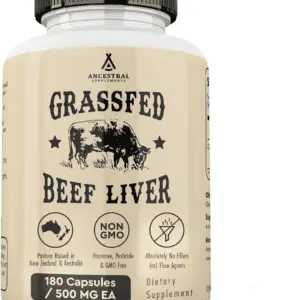 Grass Fed Beef Liver 180 Capsules, Supports Energy Production, Detoxification, Digestion, Immunity and Full Body Wellness, Non-Gmo, Freeze Dried Liver Health Supplement