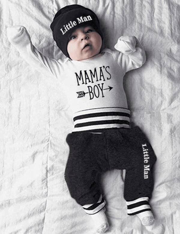 Newborn Baby Boy Clothes New to the Crew Letter Print Romper+ Pants+Hat 3PCS Outfit - Image 2