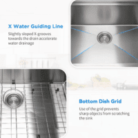 30 Inch Undermount Kitchen Sink Superior Drain Kitchen Sinks 11 Gauge (3Mm) Stainless Steel, Single Bowl Integrated Ledge Multifunctional Workstation Set - - Image 4