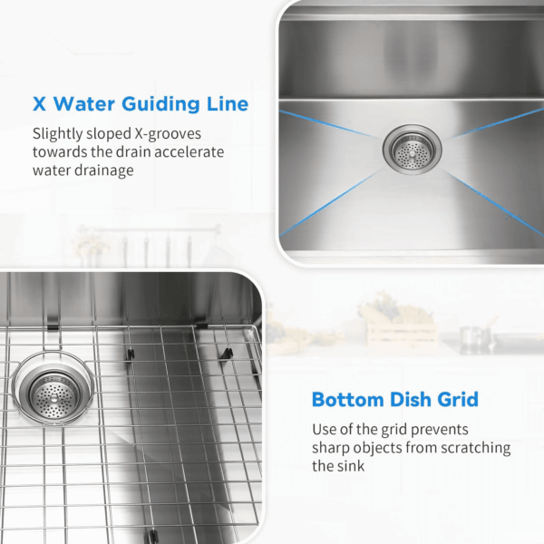 30 Inch Undermount Kitchen Sink Superior Drain Kitchen Sinks 11 Gauge (3Mm) Stainless Steel, Single Bowl Integrated Ledge Multifunctional Workstation Set - - Image 4