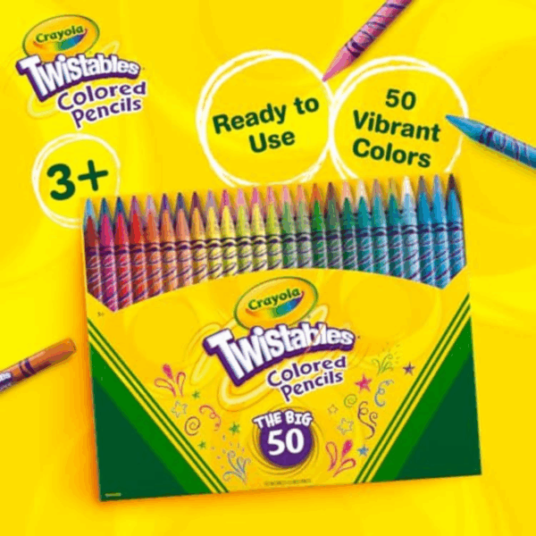 Twistables Colored Pencil Set (50Ct), Kids Easter Basket Essentials & Stuffers, No Sharpen Colored Pencils for Kids, Coloring Book Pencils, 4+ - Image 6