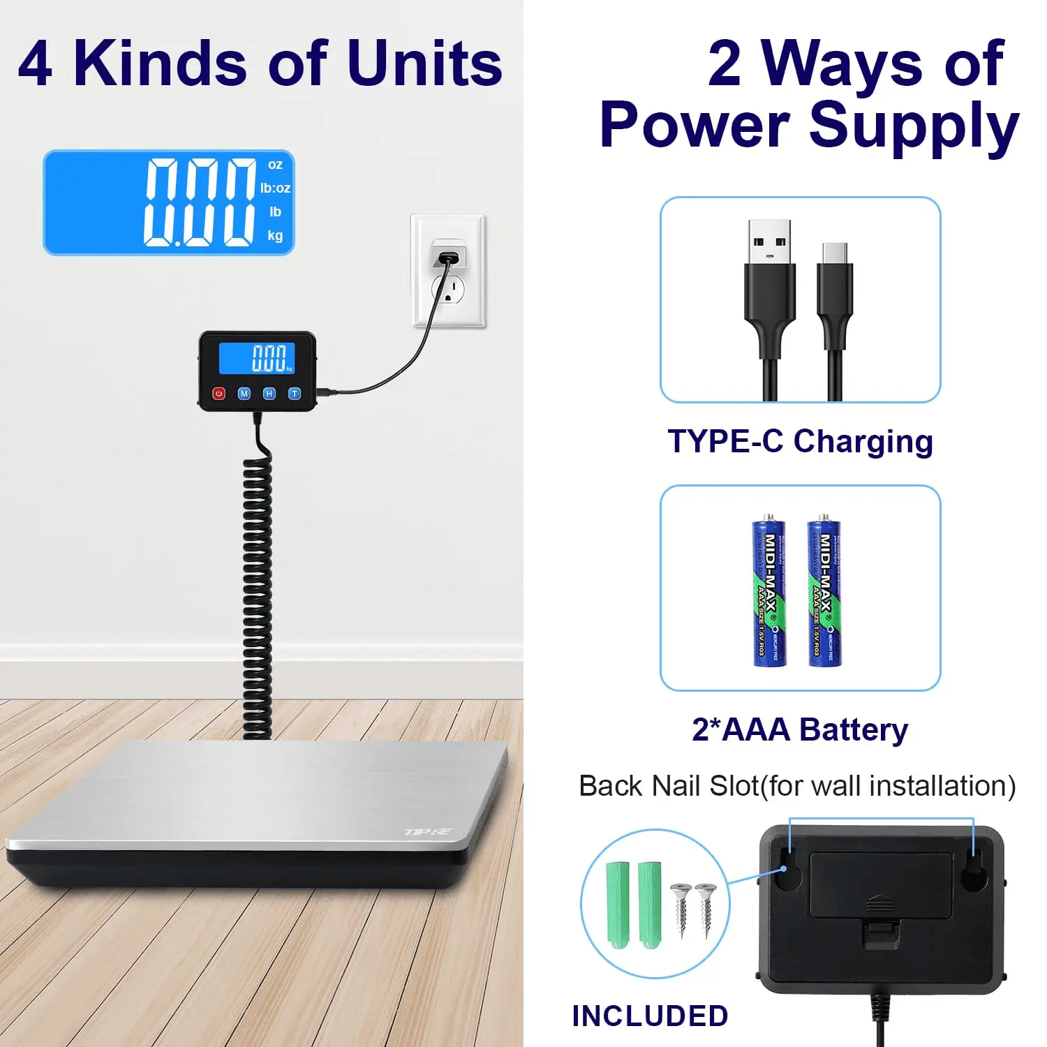 Digital Shipping Postal Scale 0.5 Oz High Accuracy!440Lb Commercial Weight Scale for Package, Small Business, Mail, Warehouse, Home, Battery & Charging Cable Included - Image 6