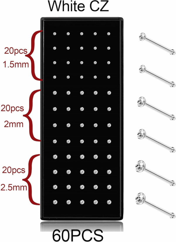 Straight L Shaped Stainless Steel Nose Studs Rings Piercing Pin Body Jewelry 20G-22G 1.5Mm 2Mm 2.5Mm - Image 8