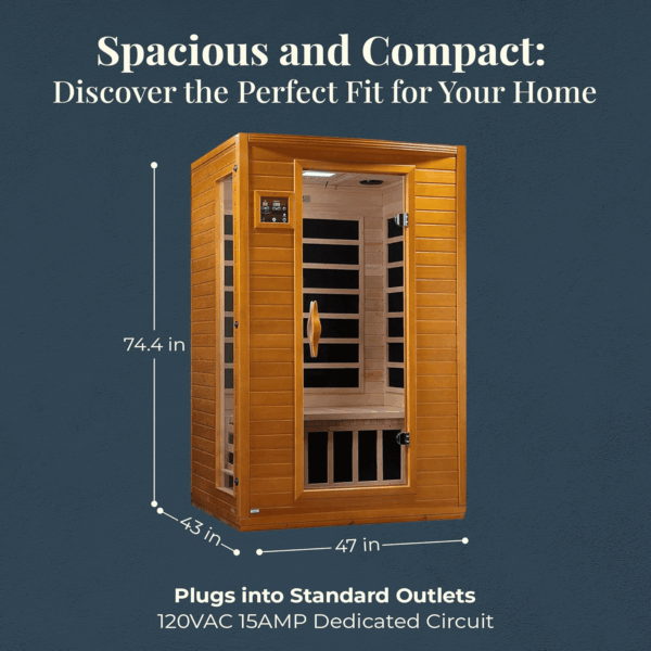 Andora 2-Person Low EMF FAR Infrared Sauna with Red Light & Bluetooth Speakers | Personal Indoor Spa for Home & Gym – Made from Canadian Hemlock - Image 3
