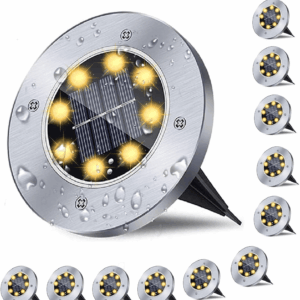 Solar Ground Lights, Waterproof Solar Garden Lights, Upgraded Outdoor Garden Waterproof Bright In-Ground Lights, Landscape Lights for Pathway,Yard,Deck,Lawn,Patio,Walkway (12 Pack Warm Light