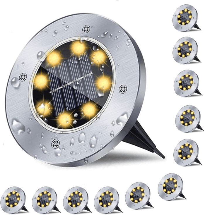Solar Ground Lights, Waterproof Solar Garden Lights, Upgraded Outdoor Garden Waterproof Bright In-Ground Lights, Landscape Lights for Pathway,Yard,Deck,Lawn,Patio,Walkway (12 Pack Warm Light