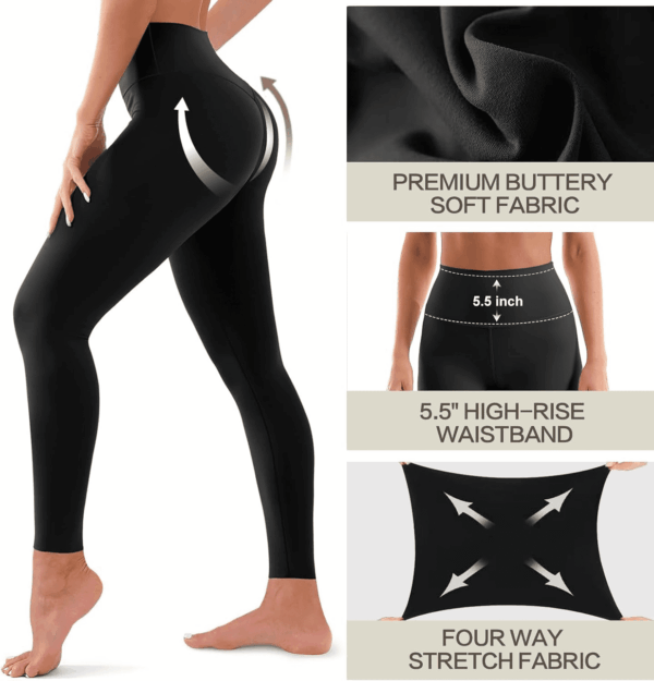 3 Pack Leggings for Women-No See-Through High Waisted Tummy Control Yoga Pants Workout Running Legging - Image 5