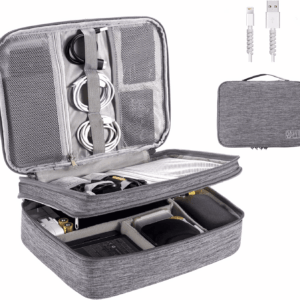 Electronics Organizer,  Electronic Accessories Bag Travel Cable Organizer Three-Layer for Ipad Mini, Kindle, Hard Drives, Cables, Chargers