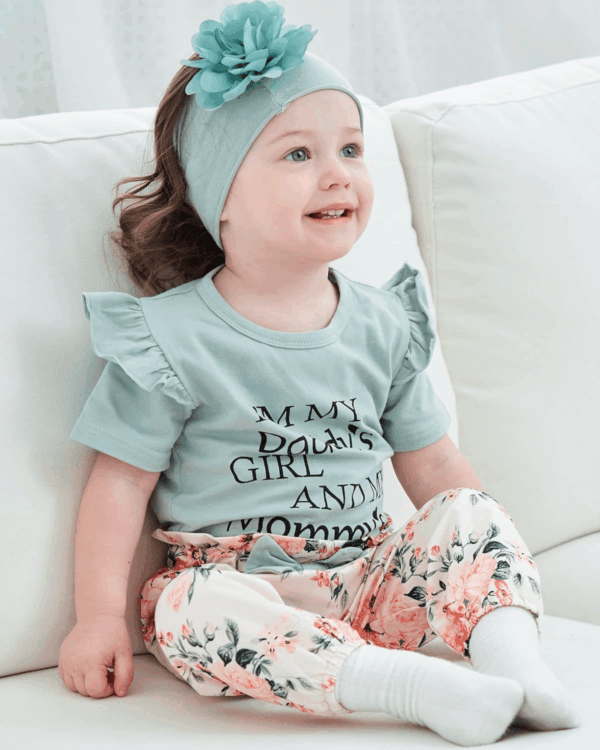 Newborn Infant Baby Girl Clothes Ruffle Romper Toddler Girl Floral Cotton Pant Sets Girls Clothing Outfit - Image 3
