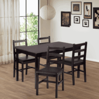Kitchen Table and Chairs for 4 Dining Room Table Set,Wood Elegant Kitchen Sets for Small Space,Dark Brown - Image 2