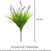 12 Bundles Artificial Plants Outdoor Fake Monkey Grass with Flowers for Pot UV Resistant Plant Decor for Window Garden Patio Hanging Planter Pathway Front Porch (Grass with Flowers) - Image 2