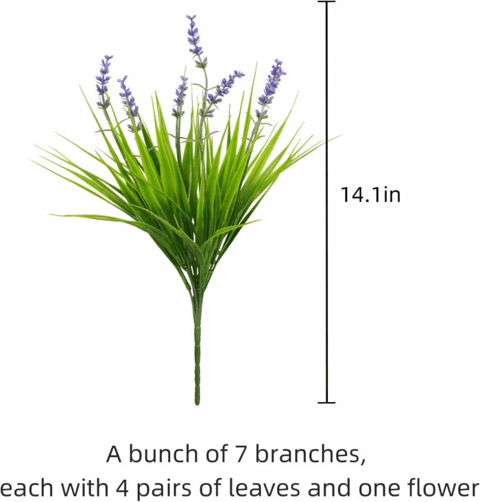 12 Bundles Artificial Plants Outdoor Fake Monkey Grass with Flowers for Pot UV Resistant Plant Decor for Window Garden Patio Hanging Planter Pathway Front Porch (Grass with Flowers) - Image 2