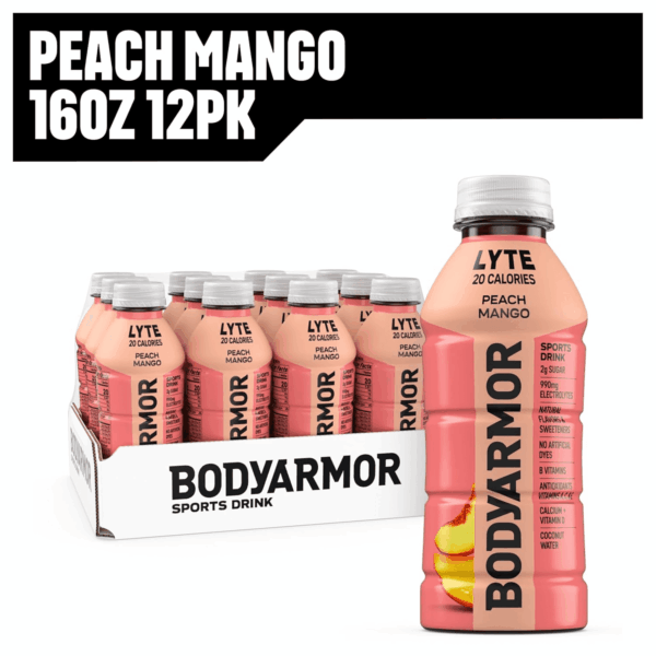 LYTE Sports Drink Low-Calorie Sports Beverage, Peach Mango, Coconut Water Hydration, Natural Flavors with Vitamins, Potassium-Packed Electrolytes, Perfect for Athletes, 16 Fl Oz (Pack of 12) - Image 8