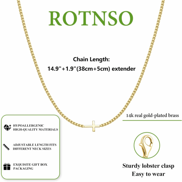 Cross Necklace for Women 14K Real Gold Silver Plated Dainty Small Cross Pendant Choker Simple Trendy Cute Cross Charm Chain Necklace Easter Basket Stuffers Baptism Religious Faith Jewelry Gift - Image 5