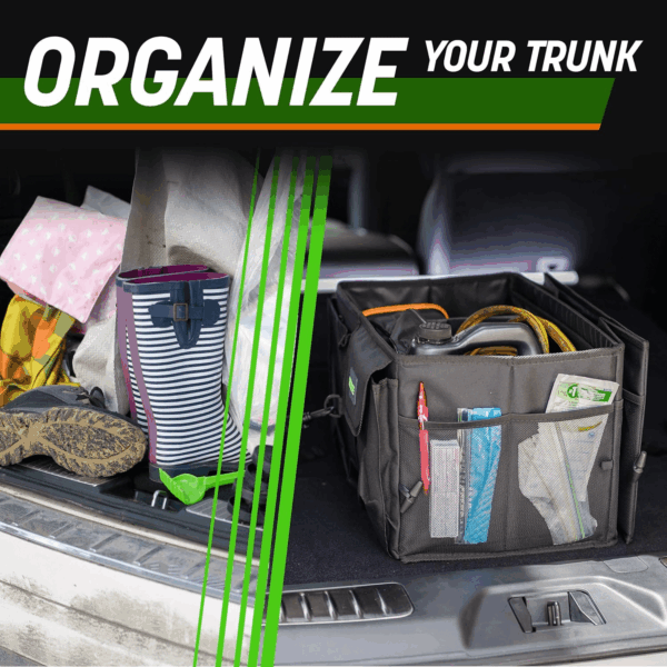 Drive Auto Car Trunk Organizer - Collapsible, Multi-Compartment Automotive SUV Car Organizer for Storage W/Adjustable Straps - Truck & Car Accessories for Women and Men - Tan - Image 2