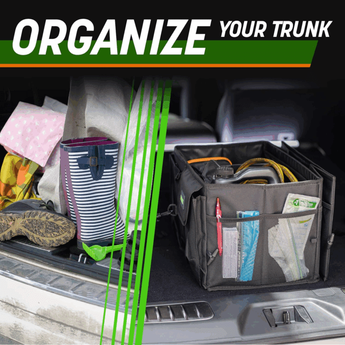 Drive Auto Car Trunk Organizer - Collapsible, Multi-Compartment Automotive SUV Car Organizer for Storage W/Adjustable Straps - Truck & Car Accessories for Women and Men - Black - Image 2