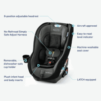 Contender Slim Convertible Car Seat, West Point, Space-Saving Design, Lightweight and Compact - Image 6