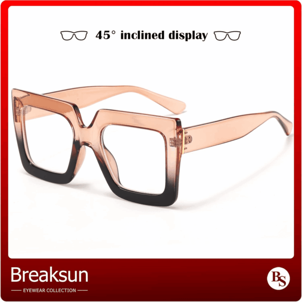 Oversized Blue Light Glasses for Women Fashion Thick Square Computer Eyewear Non-Prescription Black Glasses (Champagne Black) - Image 5