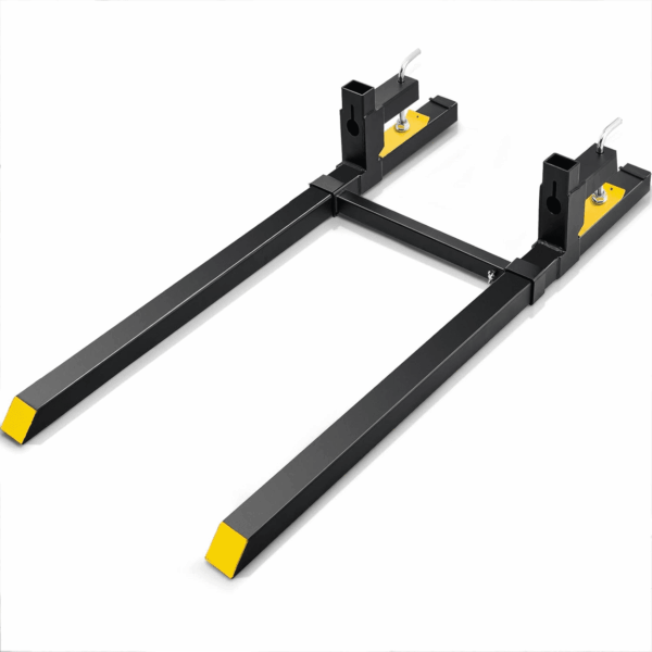 60" 2000Lbs Heavy Duty Pallet Forks with Adjustable Stabilizer Bar for Loader Bucket Skid Steer Tractor, Black