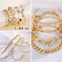 6 PACK (24 PCS) Boho Gold Chain Bracelets Set for Women, 14K Gold Plated Multiple Layered Stackable Open Cuff Wrap Bangle Adjustable Link Italian Cuban Jewelry for Women Gift - Image 5