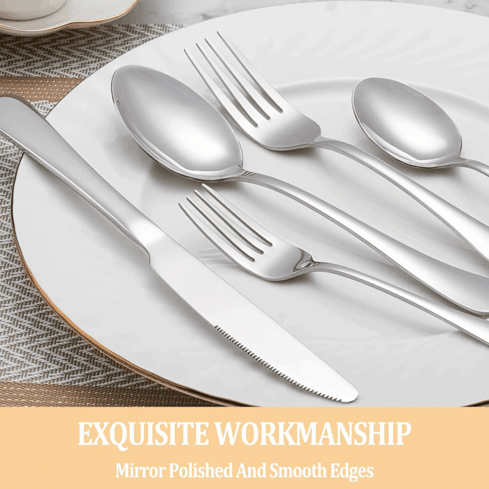 30 Pcs Silverware Set Service for 6,Premium Stainless Steel Flatware Set,Mirror Polished Cutlery Utensil Sets,Durable Kitchen Eating Tableware Sets,Include Fork Knife Spoon,Dishwasher Safe - Image 4