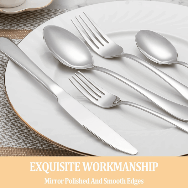 20 Piece Silverware Set Service for 4,Premium Stainless Steel Flatware Set,Mirror Polished Cutlery Utensil Set,Durable Home Kitchen Eating Tableware Set,Include Fork Knife Spoon Set,Dishwasher Safe - Image 4