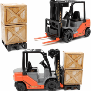Toy Forklift Truck with Pallet & Cargo - 1:22 Scale Friction Powered Wheels & Manual Lifting Control - Warehouse Lifting Vehicle for Kids Play