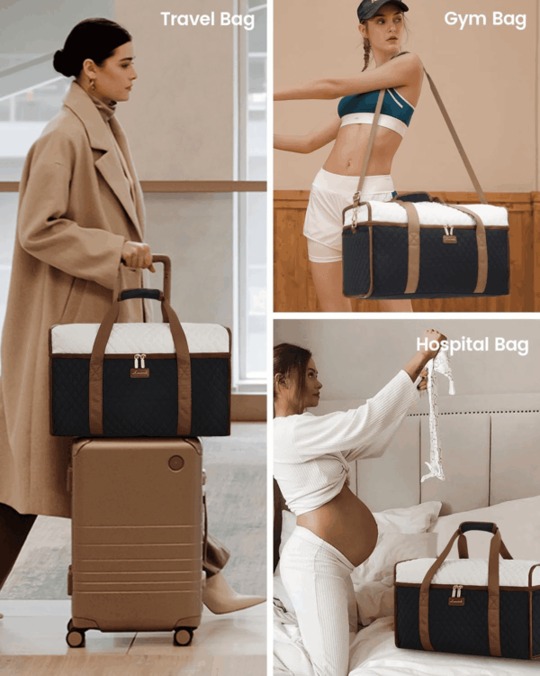 Travel Duffle Bag, Weekender Bags for Women, Carry on Duffel Bags for Airplanes, Overnight Bag with Toiletry Bag, Hospital Bag for Labor and Delivery, Yoga Gym Bag with Wet Pocket, 3Pcs Set - Image 7