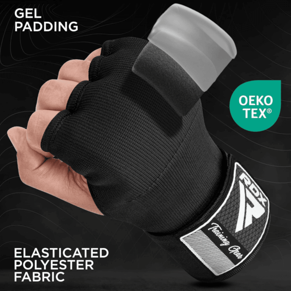 Gel Boxing Hand Wraps Inner Gloves Men Women, Quick 100Cm Long Wrist Straps, Elasticated Padded Fist under Mitts Protection, Muay Thai MMA Kickboxing Martial Arts Punching Training Bandages - Image 2