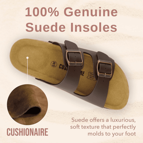 Lane Cork Footbed Sandals for Women – Comfortable Double Buckle Slip-On with Genuine Suede Footbed & Arch Support Slides for Women Footwear - Image 3