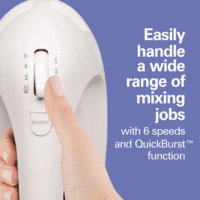 6-Speed Electric Hand Mixer with Whisk, Dough Hooks and Easy Clean Beaters, Powerful 275 Watt Motor, Snap-On Storage Case, White - Image 6