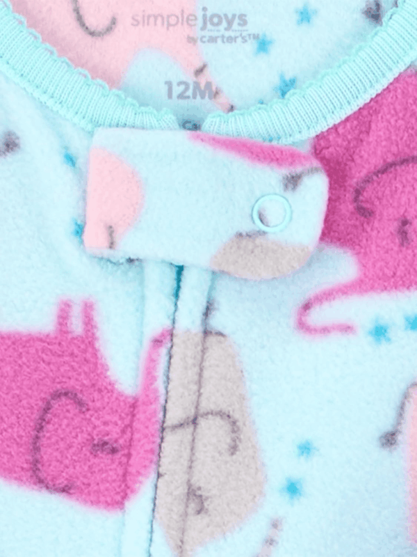 Toddlers and Baby Girls' Loose-Fit Flame Resistant Fleece Footed Pajamas, Pack of 3 - Image 2