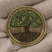 Rooted in Christ the Lord Is My Rock, My Fortress, My Deliverer Faith-Based Christian Challenge Coin Bible Verse Gift (Pack of 10) - Image 3