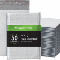 Bubble Mailers, 6 X 9 Inch, White Poly Mailers, Padded Envelopes, Shipping Envelopes, Water Resistant, Self Seal, 50 per Box (QUA85856), Plastic
