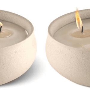Citronella Candle 2-Pack – 7-Inch White Wax Bowl with Concrete Finish – Outdoor Decorative Candles for Patio, Deck, Garden, Backyard & Camping