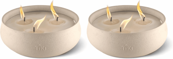 Citronella Candle 2-Pack – 7-Inch White Wax Bowl with Concrete Finish – Outdoor Decorative Candles for Patio, Deck, Garden, Backyard & Camping
