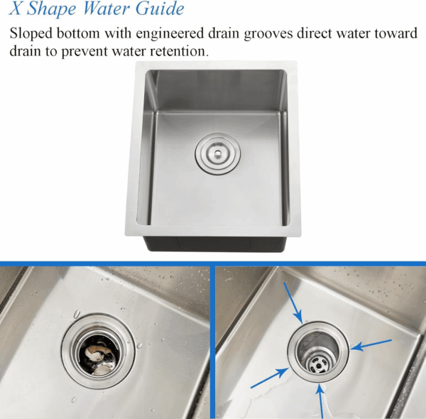Undermount Bar Sink Stainless Steel- 13X15 Inch Small Kitchen Wet Bar Sink Stianless Steel 16 Gauge Deep Single Bowl Kitchen Sinks with Bottom Dish Grid&Strainer - Image 6