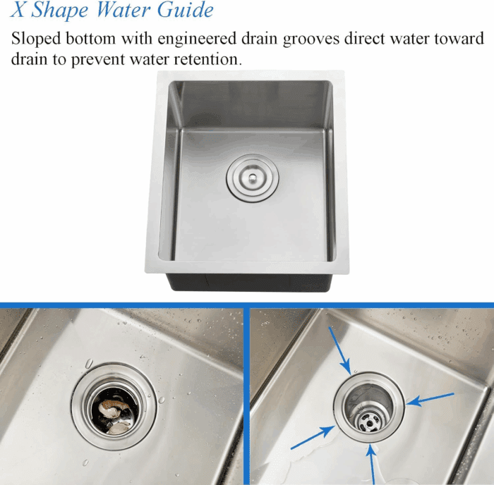 Undermount Bar Sink Stainless Steel- 13X15 Inch Small Kitchen Wet Bar Sink Stianless Steel 16 Gauge Deep Single Bowl Kitchen Sinks with Bottom Dish Grid&Strainer - Image 6