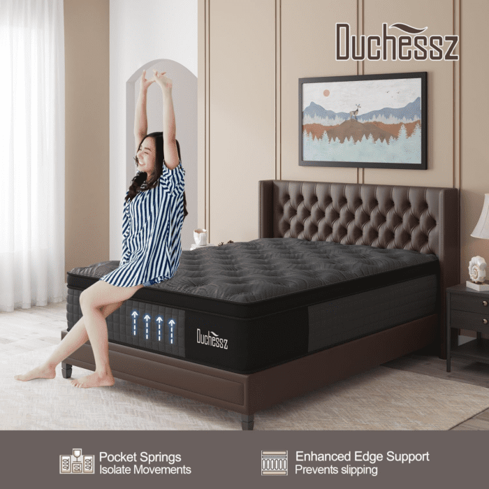 Full Mattress, 10 Inch Hybrid Mattresses Black with Gel Memory Foam and Individually Pocket Innerspring Medium Firm for Motion Isolation, Edge Support, 100 Night Trial - Image 4