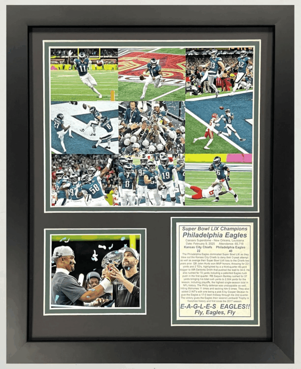 2024 Eagles SB LIX 59 Champions | Collectible Philadelphia Football Memorabilia | Framed Picture and Photo Collage Gifts | (Mosaic, 12"X15", Framed)