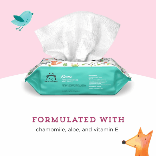 Amazon Brand -  Gentle Fragrance Free Baby Wipes, Hypoallergenic, Sensitive Skin, Unscented, 800 Count (8 Packs of 100) - Image 2