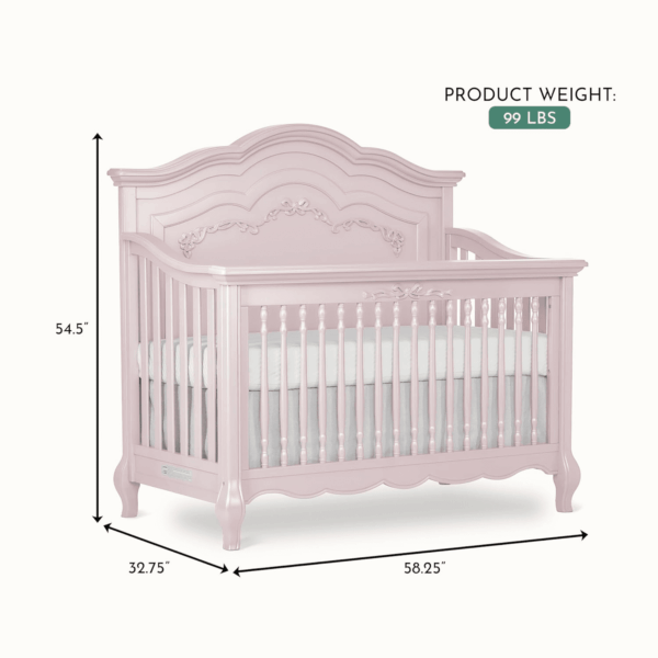 Aurora 5-In-1 Convertible Crib in Dusty Rose, Greenguard Gold Certified, Features 3 Mattress Height Settings, Sturdy and Spacious Baby Crib, Wooden Furniture - Image 3