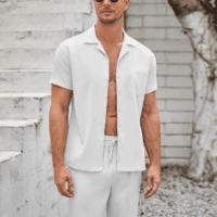 Mens Short Sets 2 Piece Summer Beach Outfits Short Sleeve Shirts and Shorts Sets for Men - Image 3